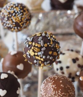 Round Chocolate Coated Pastry on White Stick